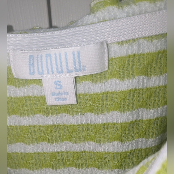 NWT, Green/White white striped, ruffle, square neck tank top- women's size small - Picture 3 of 5